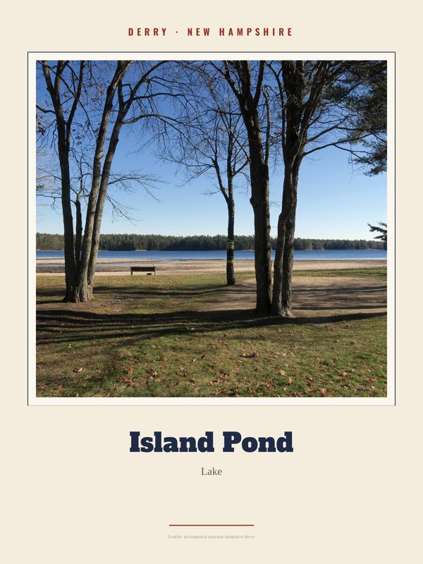 Derry Island Pond Landmark Print artwork detail
