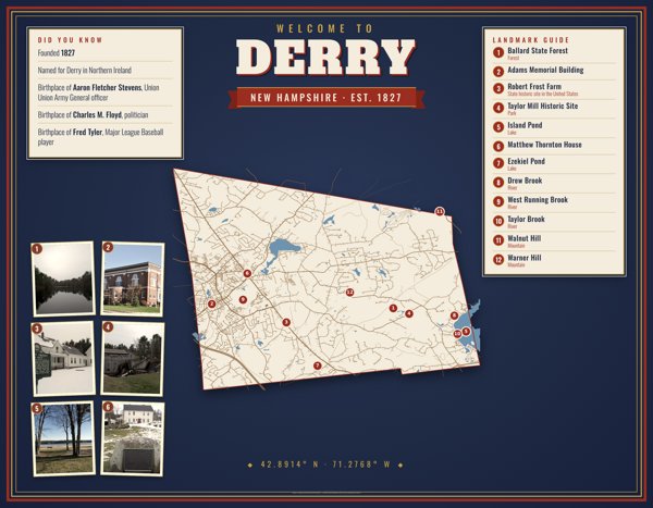 Derry Map Placemat artwork detail