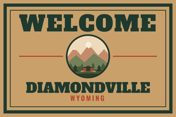 Diamondville Welcome Doormat artwork detail