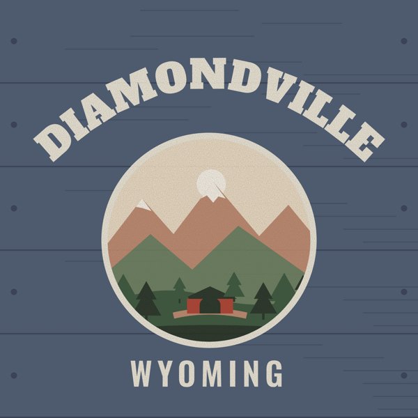 Diamondville Hometown Wood Sign artwork detail