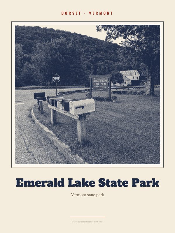 Dorset Emerald Lake State Park Landmark Print artwork detail