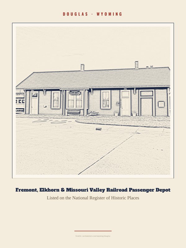 Douglas Fremont, Elkhorn & Missouri Valley Railroad Passenger Depot Landmark Print artwork detail