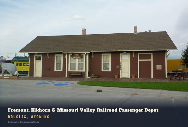 Douglas Fremont, Elkhorn & Missouri Valley Railroad Passenger Depot Postcard artwork detail