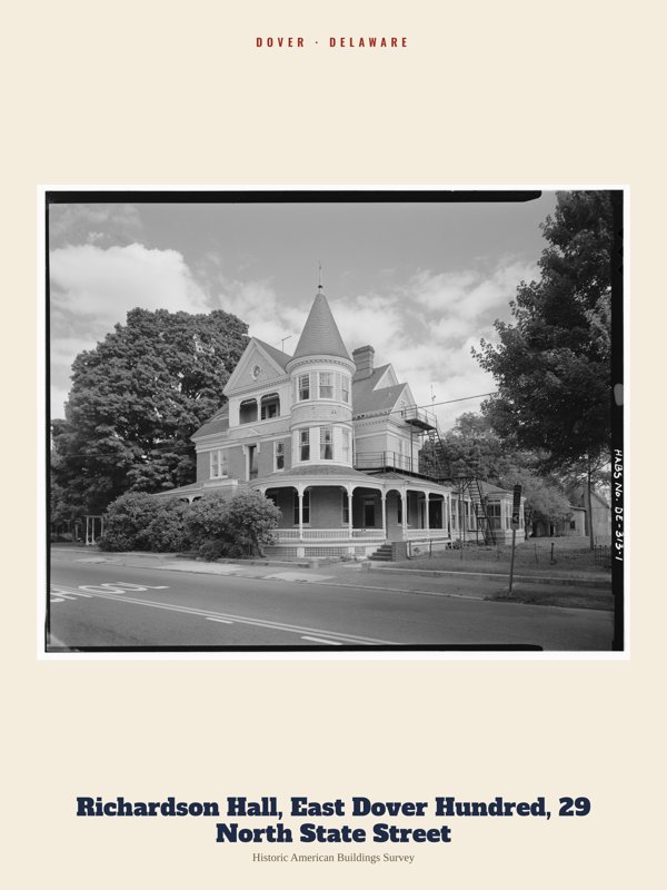 Dover Richardson Hall, East Dover Hundred, 29 North State Street Archive Print artwork detail