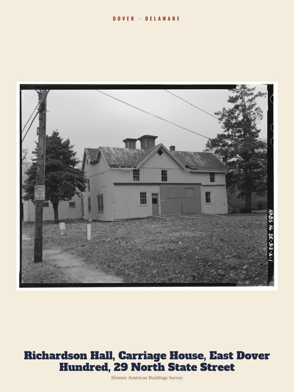 Dover Richardson Hall, Carriage House, East Dover Hundred, 29 North State Street Archive Print artwork detail