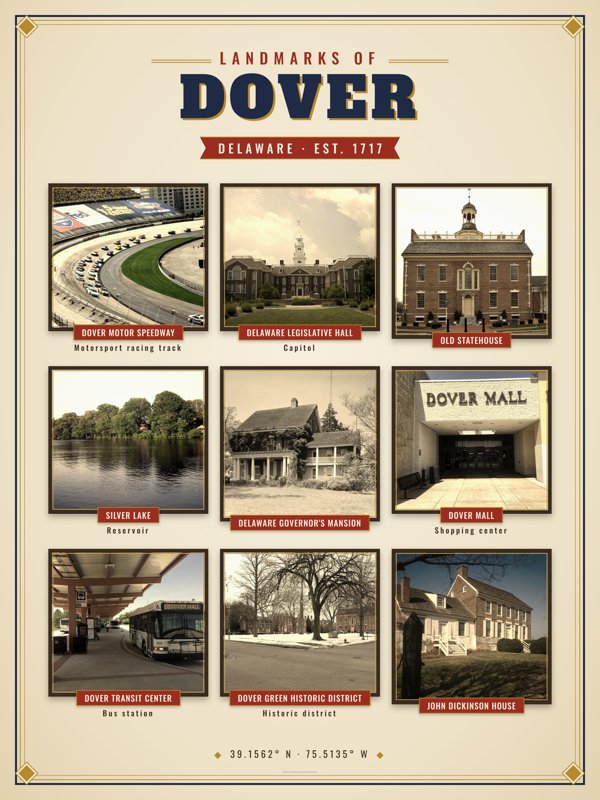 Dover Landmarks Photo Poster artwork detail