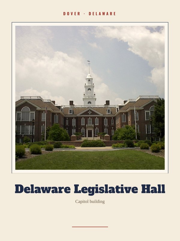 Dover Delaware Legislative Hall Landmark Print artwork detail