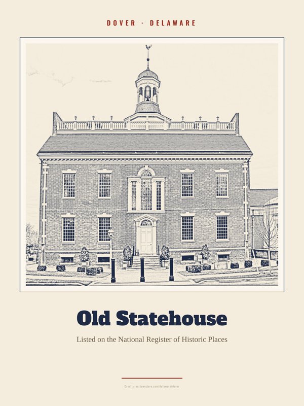 Dover Old Statehouse Landmark Print artwork detail