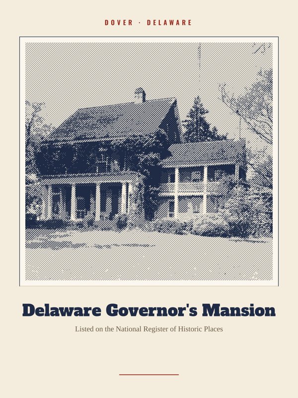 Dover Delaware Governor's Mansion Landmark Print artwork detail