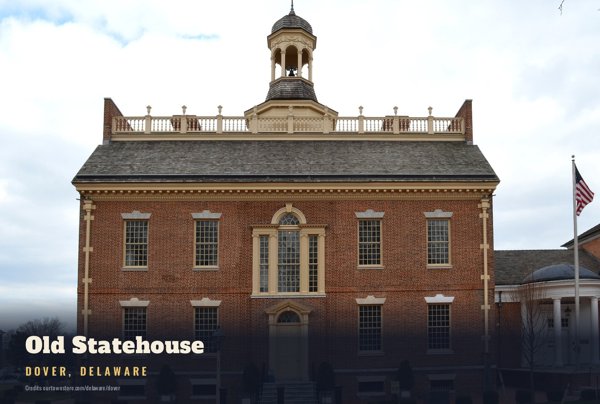 Dover Old Statehouse Postcard artwork detail