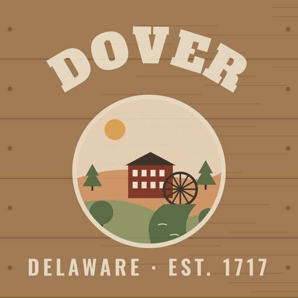 Dover Hometown Wood Sign artwork detail