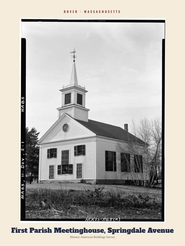 Dover First Parish Meetinghouse, Springdale Avenue Archive Print artwork detail