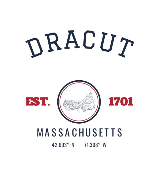 Dracut Est. Tumbler artwork detail