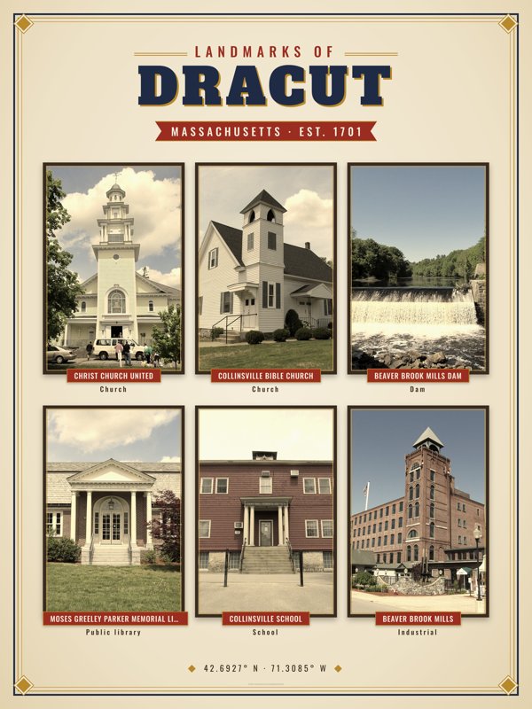 Dracut Landmarks Photo Poster artwork detail