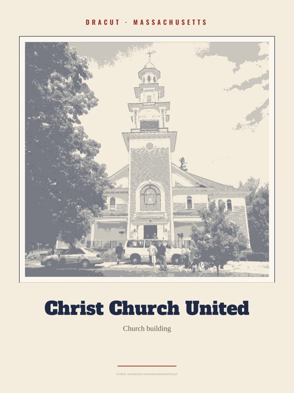 Dracut Christ Church United Landmark Print artwork detail