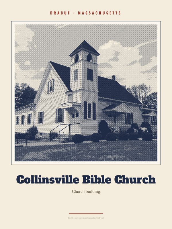 Dracut Collinsville Bible Church Landmark Print artwork detail
