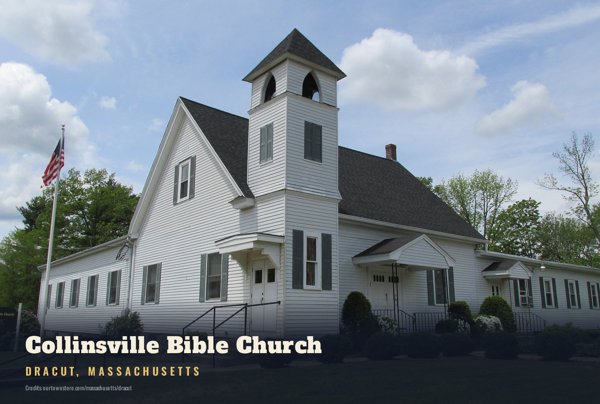 Dracut Collinsville Bible Church Postcard artwork detail
