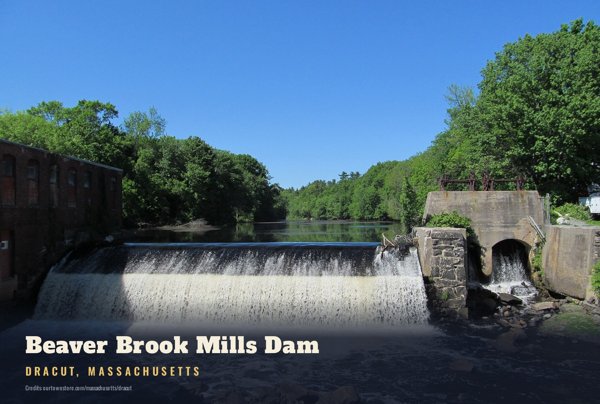 Dracut Beaver Brook Mills Dam Postcard artwork detail