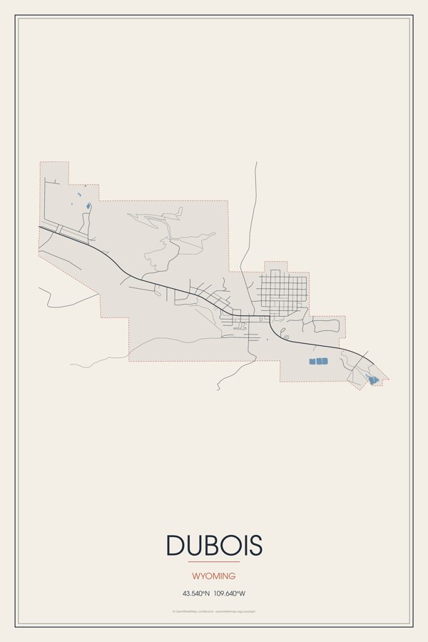Dubois Street Map Poster · Linen artwork detail