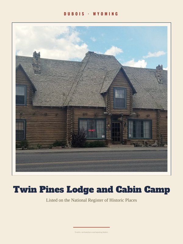 Dubois Twin Pines Lodge and Cabin Camp Landmark Print artwork detail