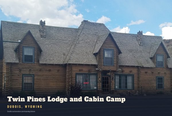 Dubois Twin Pines Lodge and Cabin Camp Postcard artwork detail