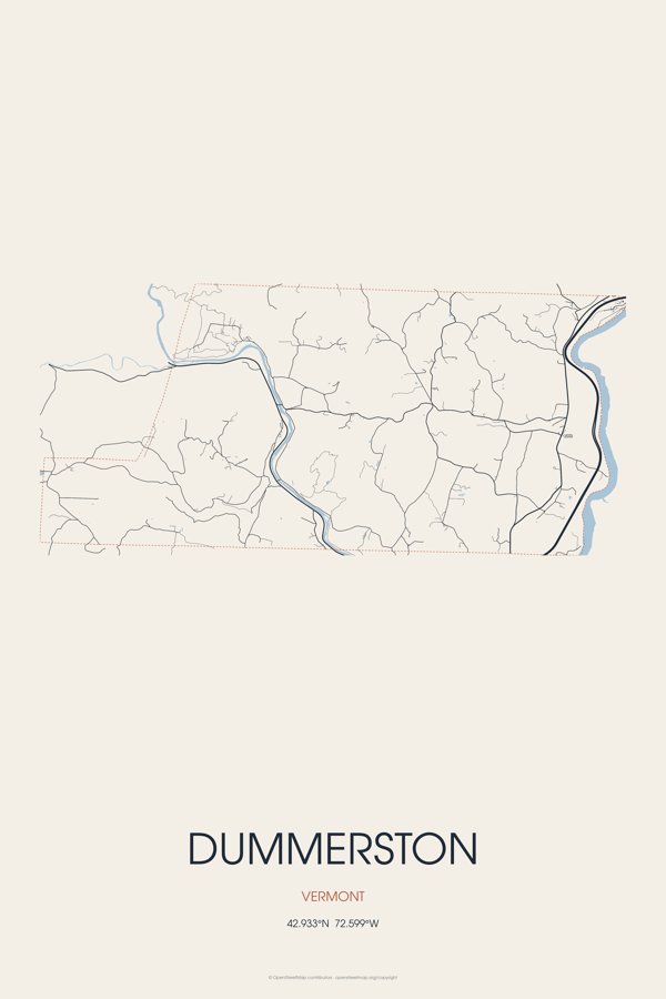 Dummerston Street Map Poster · Linen artwork detail