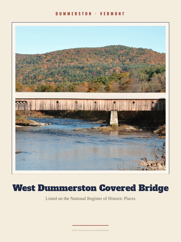 Dummerston West Dummerston Covered Bridge Landmark Print artwork detail