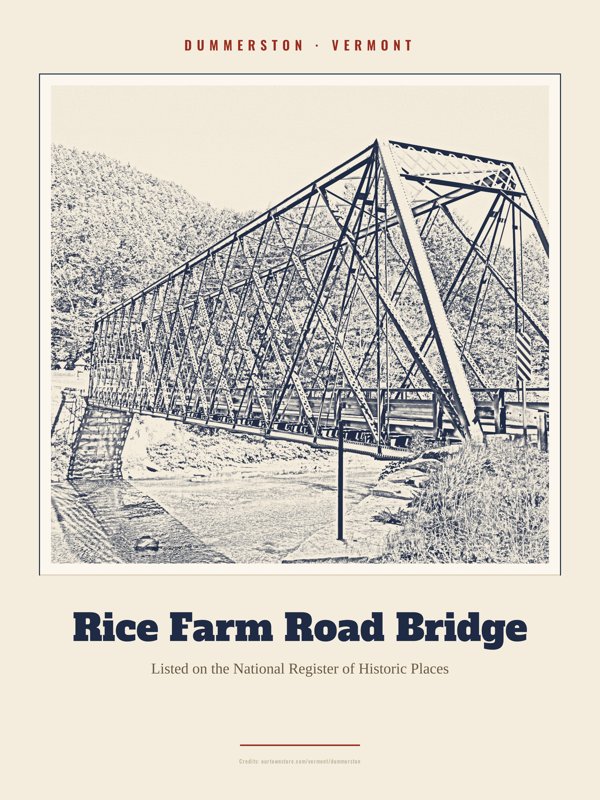 Dummerston Rice Farm Road Bridge Landmark Print artwork detail