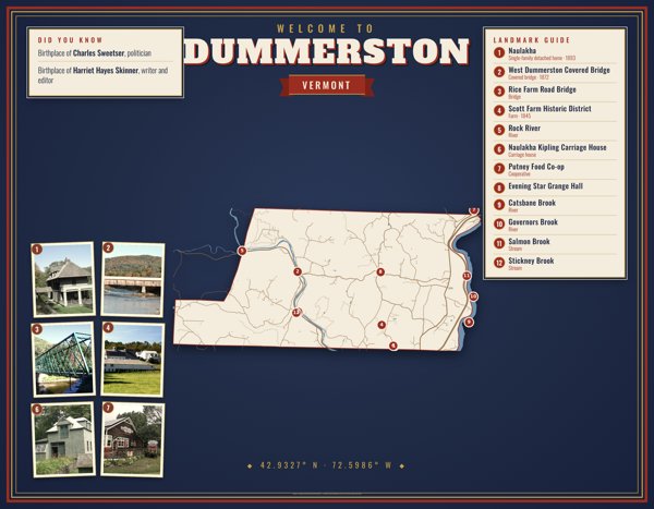Dummerston Map Placemat artwork detail