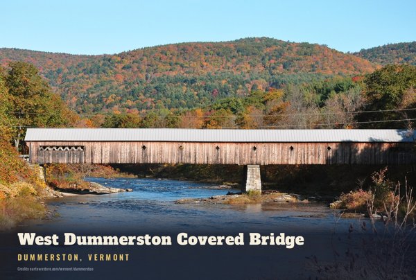 Dummerston West Dummerston Covered Bridge Postcard artwork detail