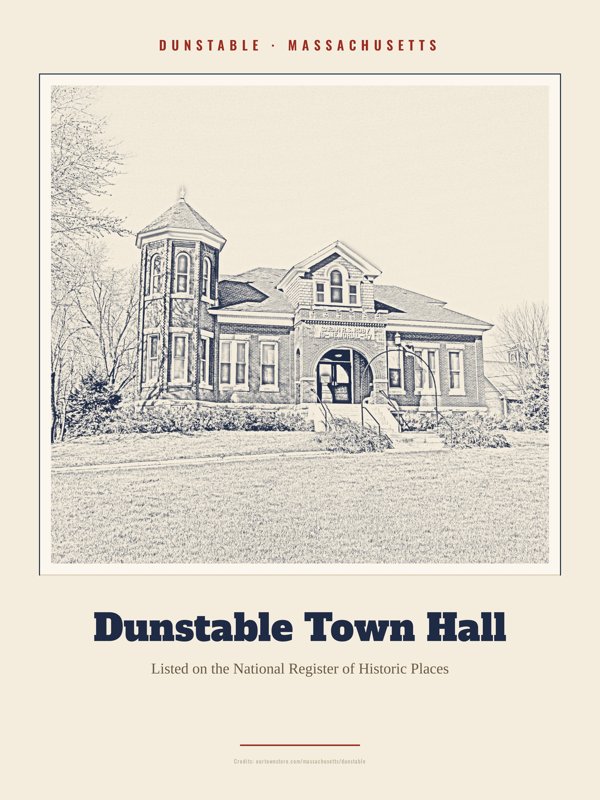 Dunstable Dunstable Town Hall Landmark Print artwork detail