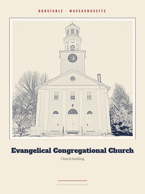 Dunstable Evangelical Congregational Church Landmark Print artwork detail