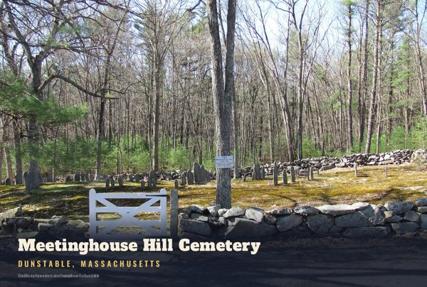 Dunstable Meetinghouse Hill Cemetery Postcard artwork detail