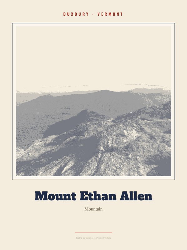 Duxbury Mount Ethan Allen Landmark Print artwork detail