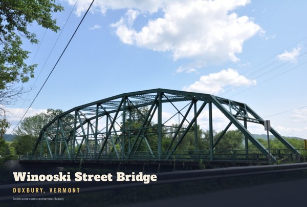 Duxbury Winooski Street Bridge Postcard artwork detail