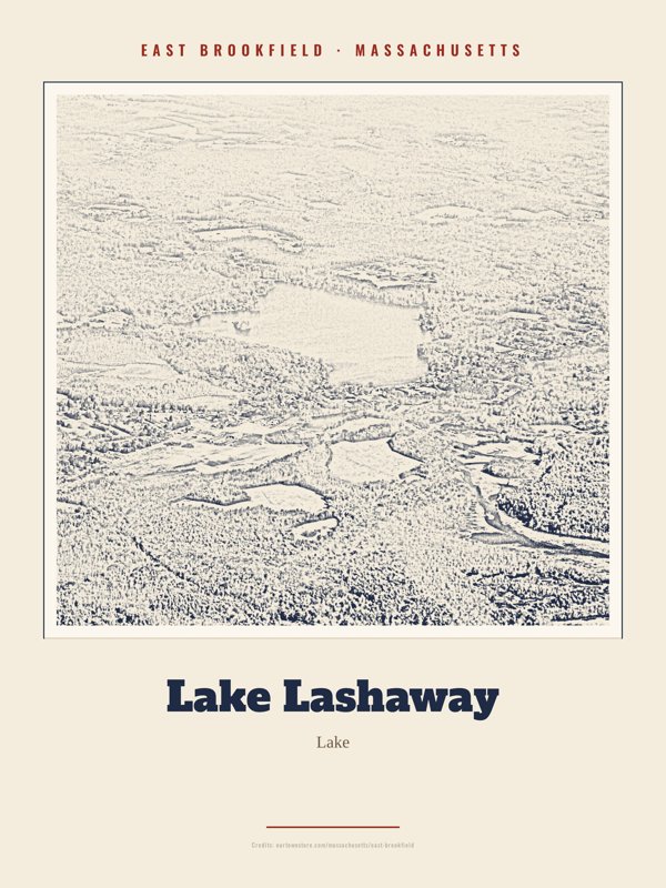 East Brookfield Lake Lashaway Landmark Print artwork detail