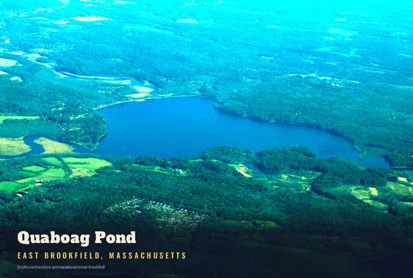 East Brookfield Quaboag Pond Postcard artwork detail