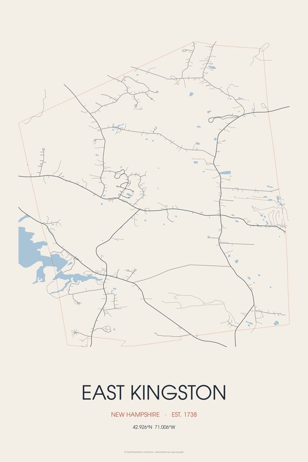 East Kingston Street Map Poster · Linen artwork detail