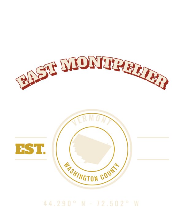 East Montpelier Est. Tee artwork detail