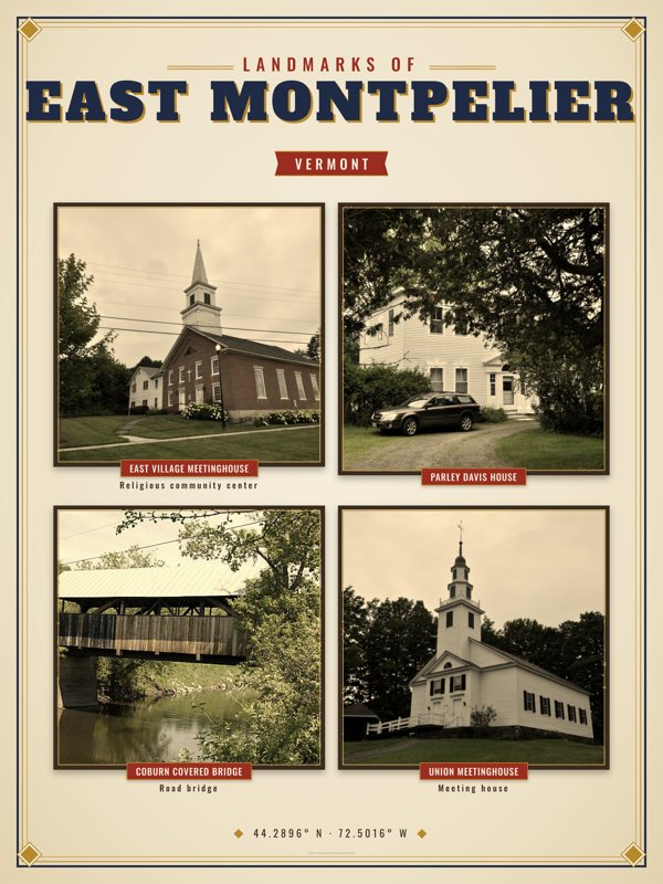 East Montpelier Landmarks Photo Poster artwork detail