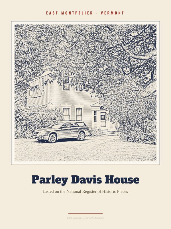 East Montpelier Parley Davis House Landmark Print artwork detail