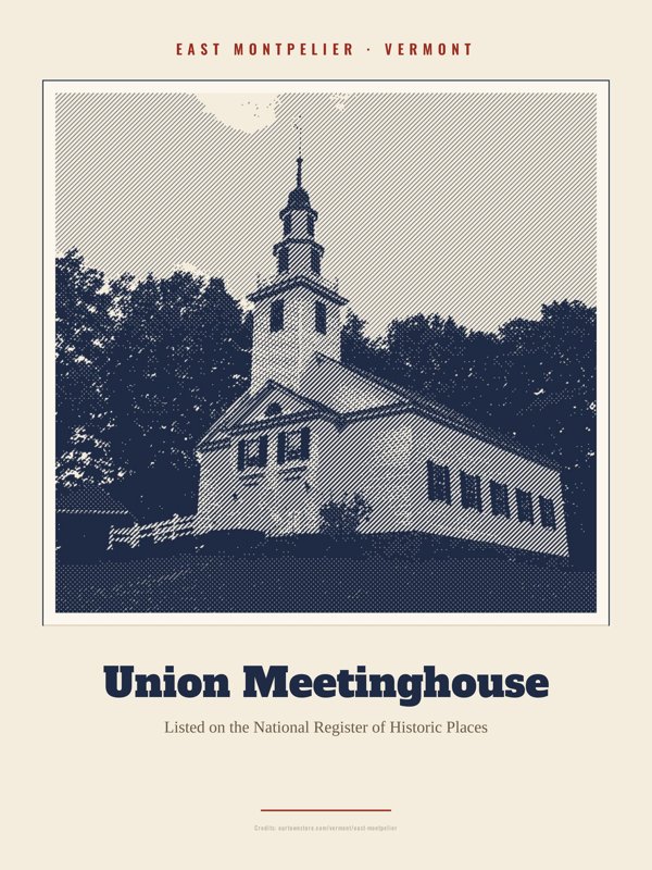 East Montpelier Union Meetinghouse Landmark Print artwork detail