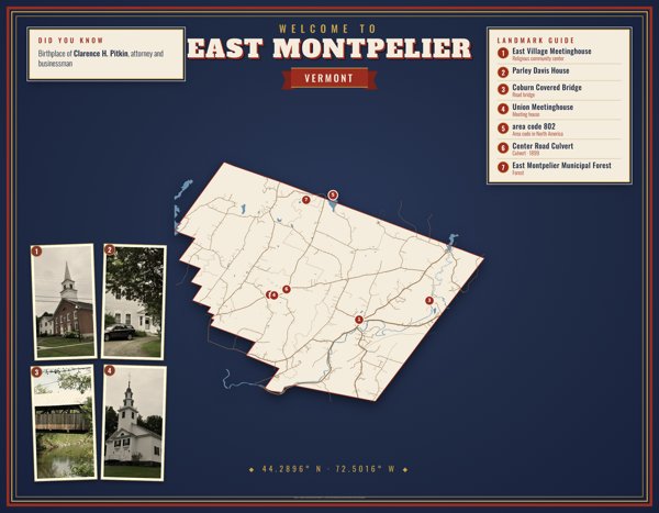 East Montpelier Map Placemat artwork detail