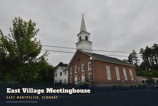 East Montpelier East Village Meetinghouse Postcard artwork detail