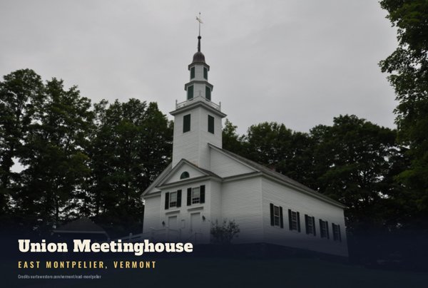 East Montpelier Union Meetinghouse Postcard artwork detail