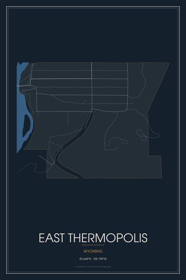 East Thermopolis Street Map Throw Blanket artwork detail