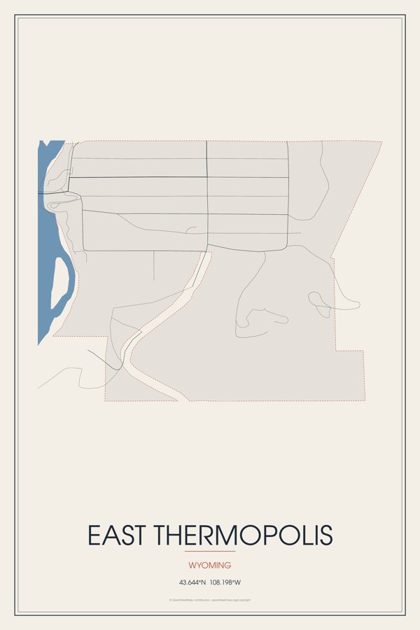 East Thermopolis Street Map Poster · Linen artwork detail