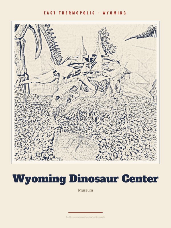 East Thermopolis Wyoming Dinosaur Center Landmark Print artwork detail
