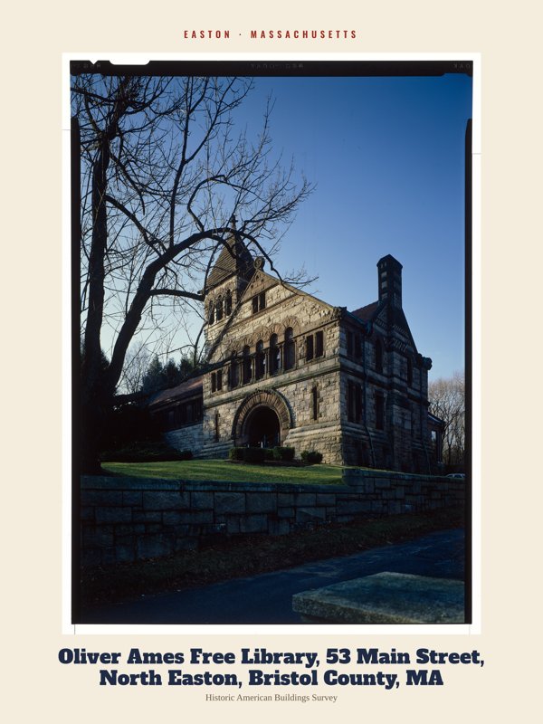 Easton Oliver Ames Free Library, 53 Main Street, North Easton, Bristol County, MA Archive Print artwork detail