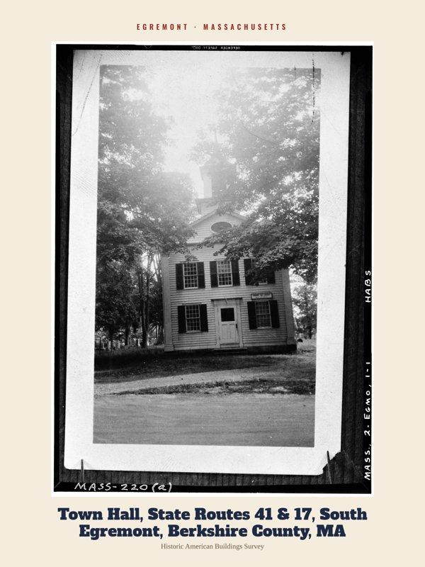 Egremont Town Hall, State Routes 41 & 17, South Egremont, Berkshire County, MA Archive Print artwork detail